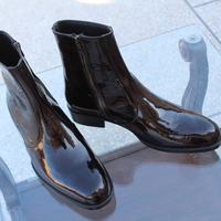 Handmade Classic Black Patent Leather Zipper Style Jodhpur Dress Boot - Thumbnail 1