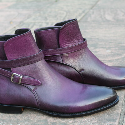 Purple patina leather classic men jodhpur boot