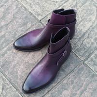 Purple Patina Leather Classic Men Jodhpur Boot - Thumbnail 2