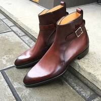 Handmade Men Brown Patina Round. Reversible Straps in Vintage Cedar and Alligator Jodhpur Boot - Thumbnail 1