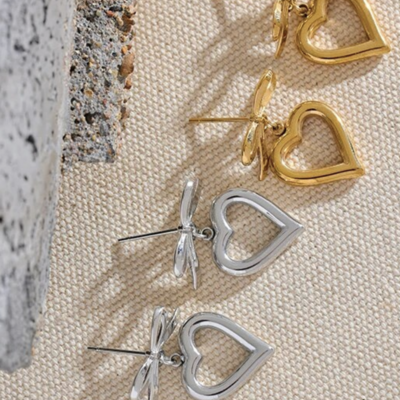 Heart bow earrings 
