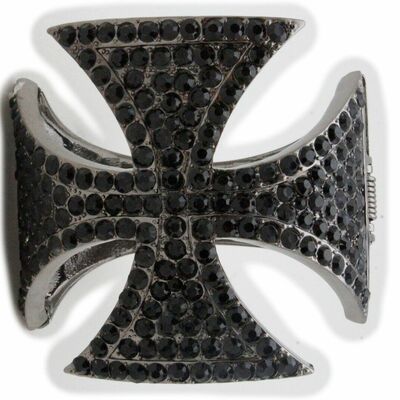 Women bling bracelet cuff metal black color fashion jewelry religious cross