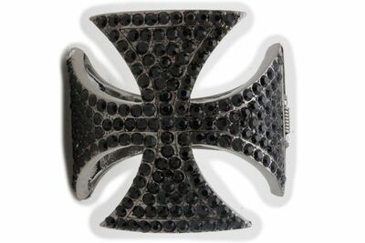 Women Bling Bracelet Cuff Metal Black Color Fashion Jewelry Religious Cross