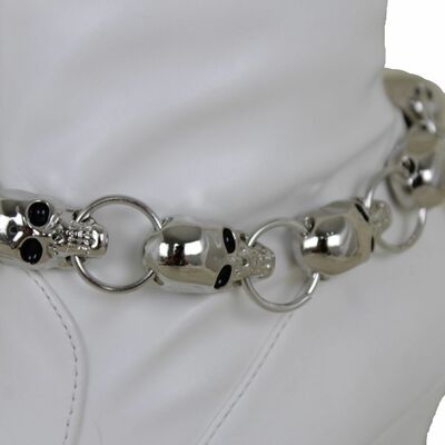 Women boot bracelet silver metal chain gothic anklet shoe skull biker charm