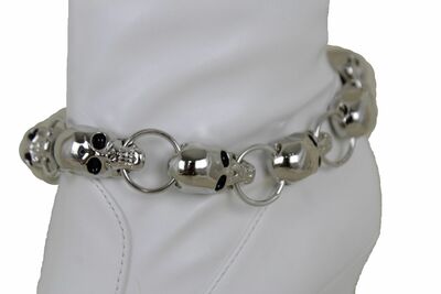 Women Boot Bracelet Silver Metal Chain Gothic Anklet Shoe Skull Biker Charm