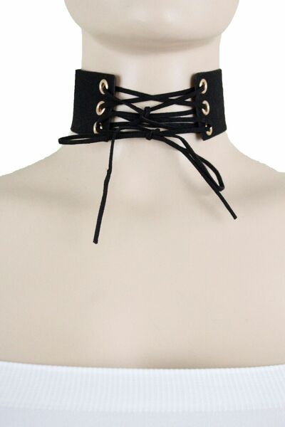 Cinch Women Choker Necklace Sexy Fashion Awareness Jewelry Corset Tie Fabric