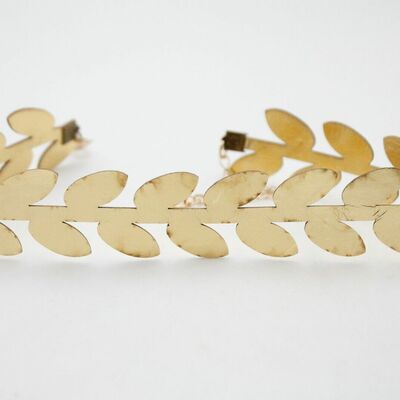 Women fashion jewelry choker necklace shiny gold greece flower leaf fabric