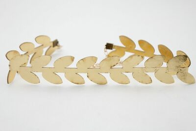 Women Fashion Jewelry Choker Necklace Shiny Gold Greece Flower Leaf Fabric