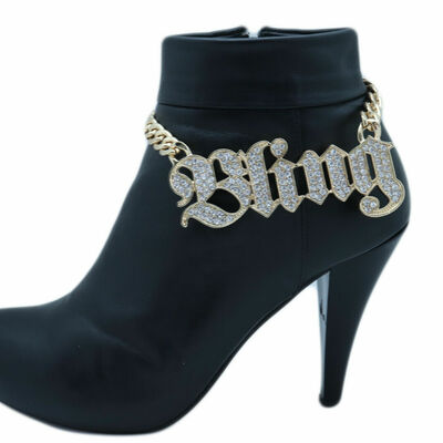 Women gold metal chain bracelet western fashion bling shoe charm night club