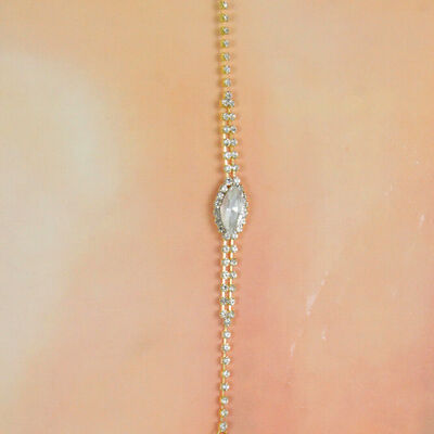 Women gold open back pendan necklace butterfly charm bling fashion jewelry