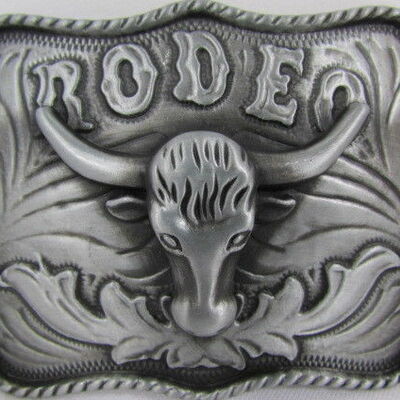 Texas men silver metal cowboy western 3d belt buckle rodeo bull head skull tx