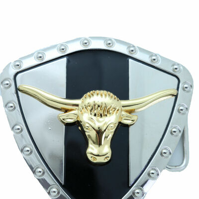 Tx men silver metal cowboy belt buckle texas lone horn cow gold bull casual look