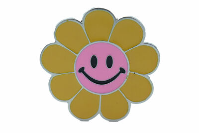 Belt Buckle 80s Retro Fashion Yellow Flower Emoji Cartoon