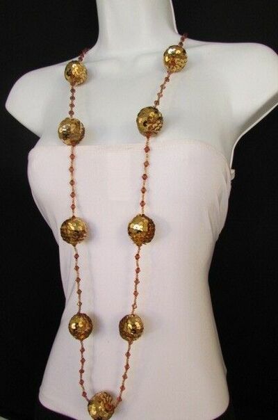 Women Extra Long Strand Sequins Fashion Necklace Gold Silver Black Brown