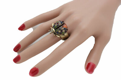 Women Antique Gold Fashion Ring Metal Jewelry Lady Bug Cute Beetle Cute Insect