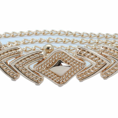 Women beautiful unique belt gold metal chain link arrowhead charm buckle xl xxl