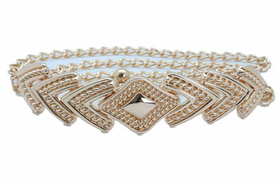 Women Beautiful Unique Belt Gold Metal Chain Link Arrowhead Charm Buckle XL XXL
