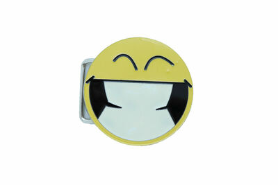 Women Belt Buckle Silver Metal Yellow Smiley Face Eyes Cute Fun Emoji 80's Style