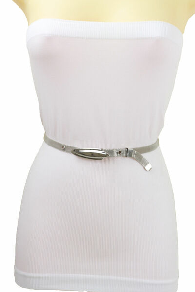 Women Silver Mesh Metal Ultra Skinny Waistband Sasy Stylish Thin Belt Size M