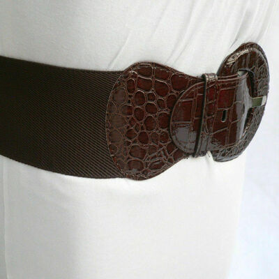 Women belt hip high waist dark chocolate brown stretch wide band size xs s m