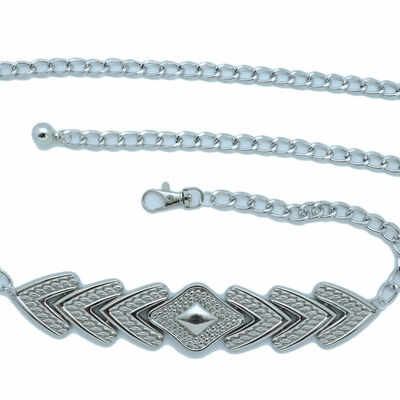 Women belt silver metal chain arrowhead charm buckle wrap around band fit xs s m