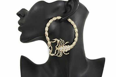 Women Big Hoop Gold Metal Large Fashion Earrings Scorpion Hook Beads Bling