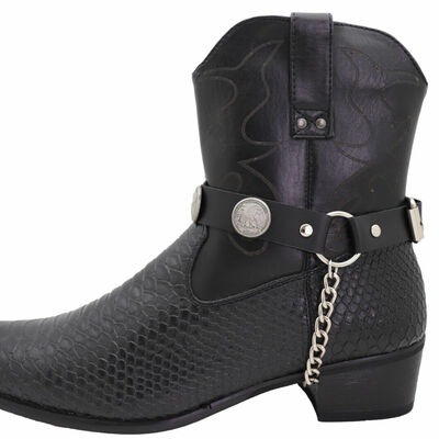 Men boot black color straps biker bracelet american eagle charm motorcycle look