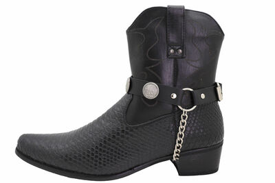 Men Boot Black Color Straps Biker Bracelet American Eagle Charm Motorcycle Look