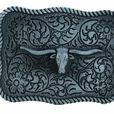 Men buckle silver metal bull western casual cool look texas long horn cow jeans