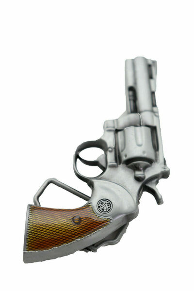 Men Motorcycle Fashion Jewelry Belt Buckle Silver Metal Gun Revolver Biker