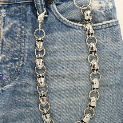 Men silver key wallet chain ring skeleton skull charm rock motorcycle biker