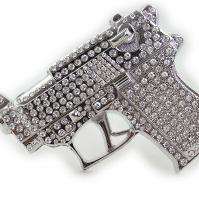 Men silver metal belt buckle western cowboy fashion gun rodeo pistol street bold