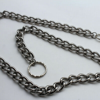 Men silver metal wallet chain link long strand biker jeans loop clasp punk rock 