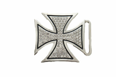 Men Women Cowboys Fashion Belt Buckle Silver Metal Cross Religious Sign Bling