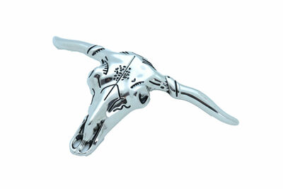 Men Women Fashion Shiny Silver Color Metal Belt Buckle Long Horn Texas Cow Bull 