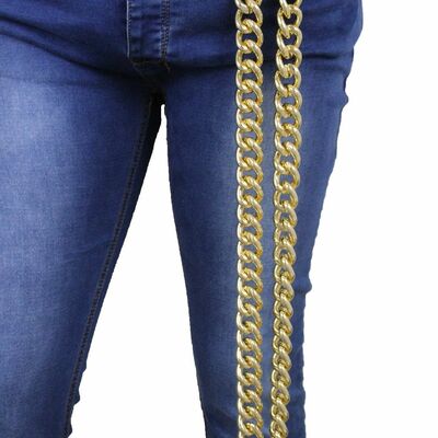 Men women gold chunky metal links extra very long wallet chain key clip biker