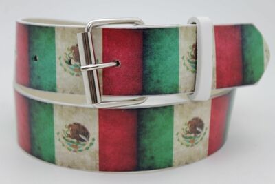 Men Women Mexico Flag Mexican Color Red Green White Fashion Belt Size Medium