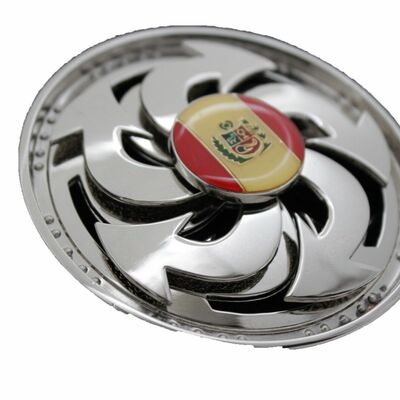 Men women silver metal belt buckle round shape spinning large size spain flag