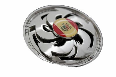 Men Women Silver Metal Belt Buckle Round Shape Spinning Large Size Spain Flag