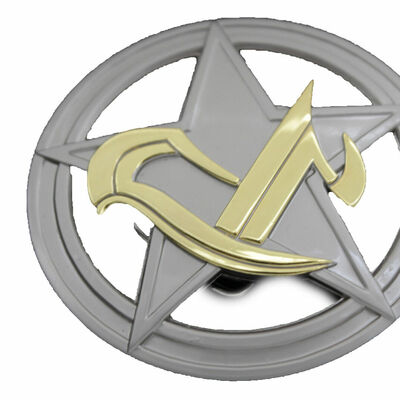Men women silver metal belt buckle round shape texas state star round shape big
