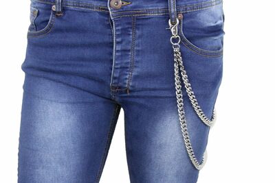 Men Women Silver Metal Long Wallet Chunky Chains Thick Biker Jean 2 Strands