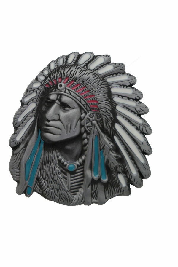 Men Women Silver Metal Western Belt Buckle Cowboy Native American Indian Unisex