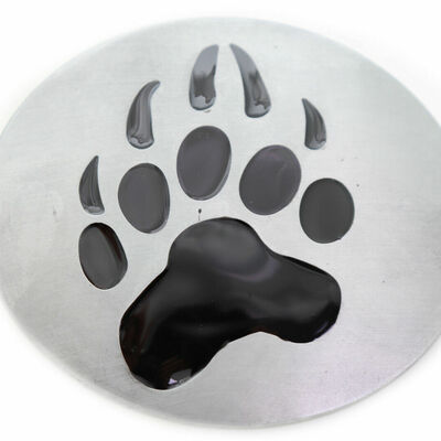 Men women silver metal western fashion black bear foot print belt buckle casual