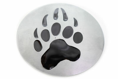 Men Women Silver Metal Western Fashion Black Bear Foot Print Belt Buckle Casual