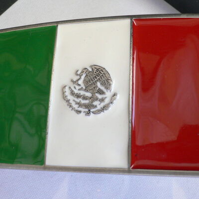 Men women silver western cowboy belt buckle mexico mexican flag silver eagle