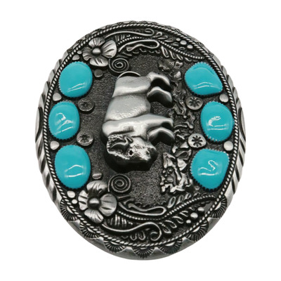 Men's Buffalo Ox Silver Metal Buckle Bull Turquoise Color Rodeo Cowboys Trends