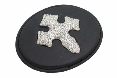 Old School Men Women Fashion Western Black Belt Buckle Silver Metal Bling Cross