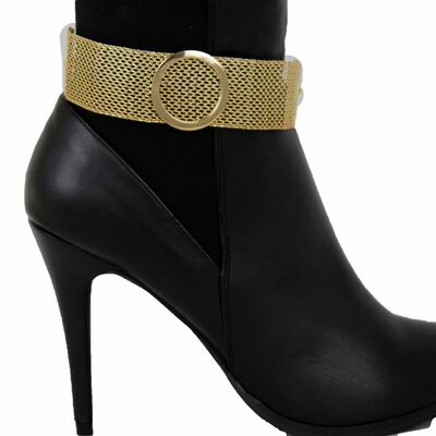 Party women sexy boot bracelet gold mesh metal chain fancy shoe charm wide strap