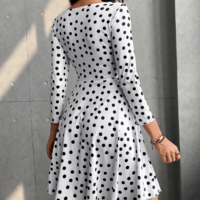 White Sexy Long Sleeve Pit Stripe Dress - Thumbnail 2