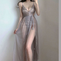 Women's Sexy Lace Jumpsuit See-through Mesh Temptation Skirt Set - Thumbnail 2